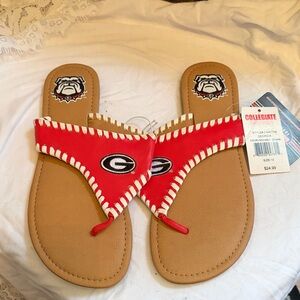 UGA SIZE 10 Red and Tan Collegiate Flip Flops